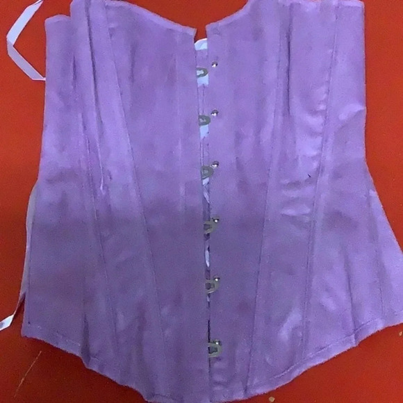 NWT Fullbust corset made brocade fabric with satin ribbon matching thong M - Picture 5 of 6